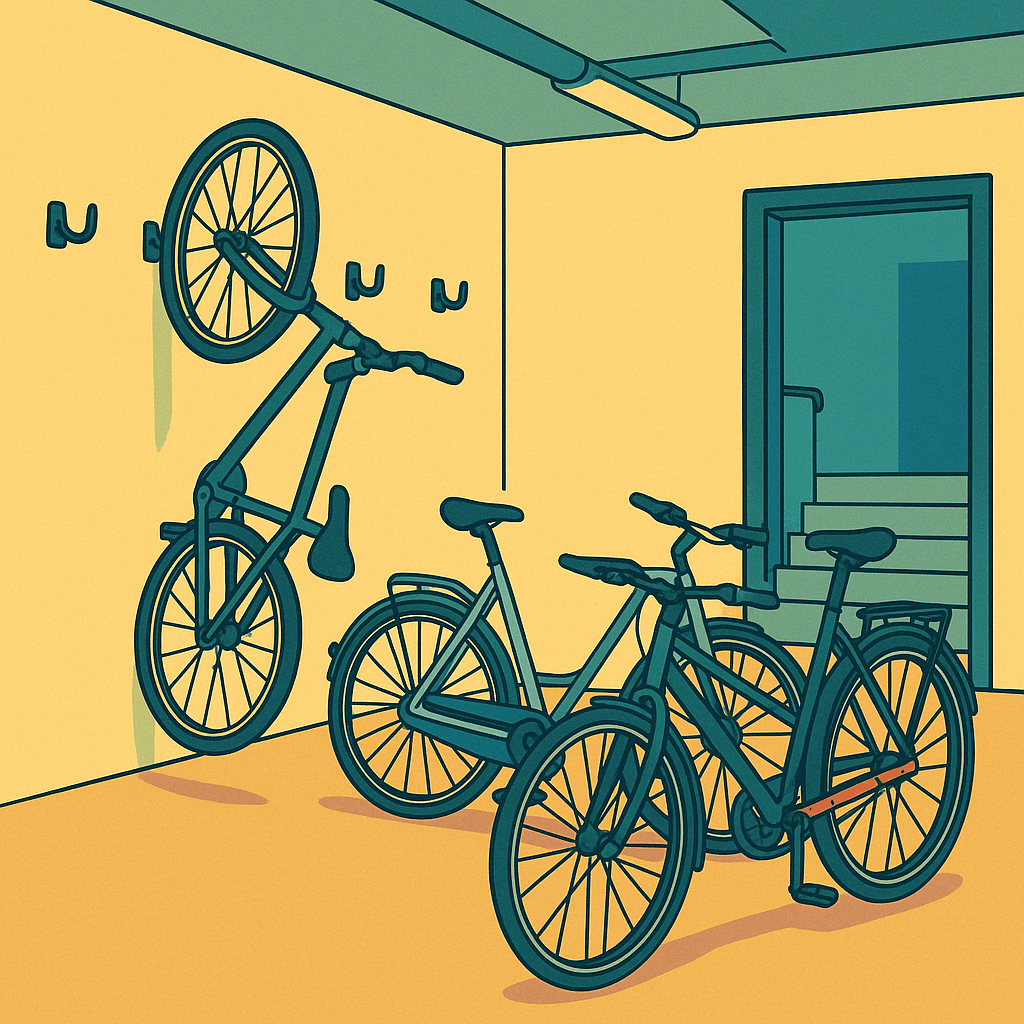 Polkupyöriä varastossa